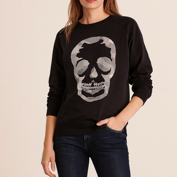 Zadig & Voltaire Skull French Terry Sweatshirt Black Camo NWT Size L Unisex - Picture 1 of 8